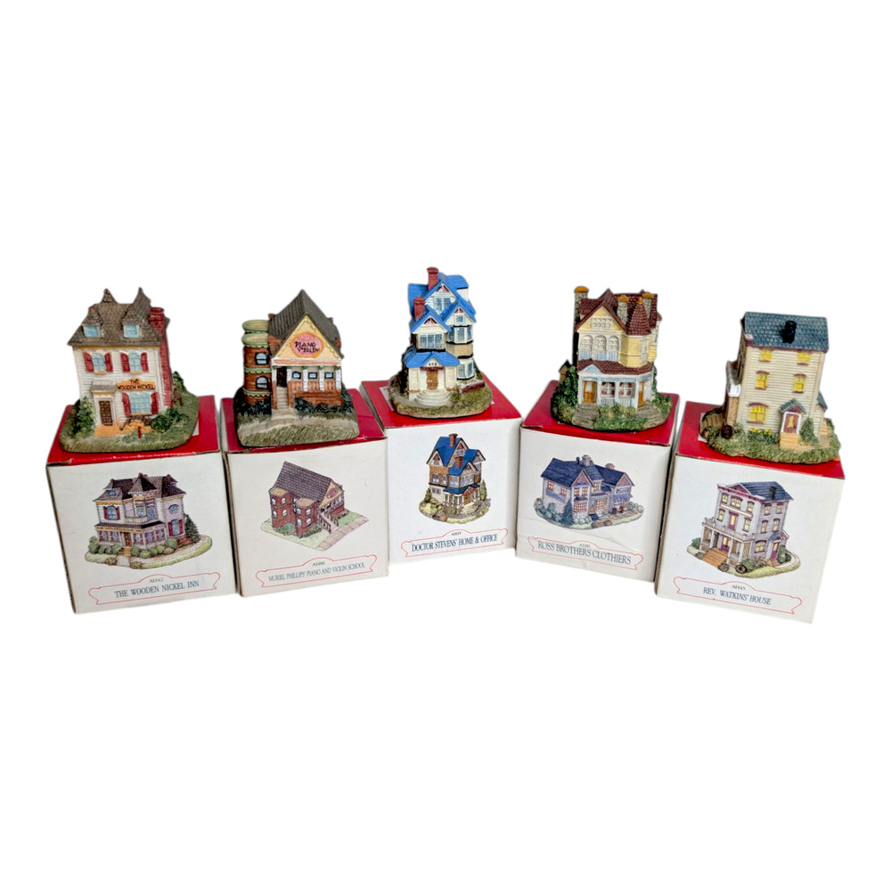 Lot of 5 Liberty Falls American‎ Collection Village Town Houses Vtg with Boxes